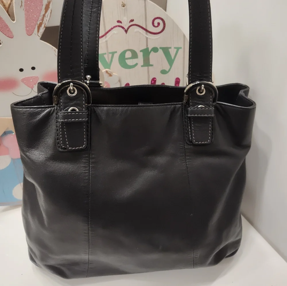 🖤 Vintage EUC Coach Soho Leather North South Smooth Leather Tote Bag, Black - Picture 3 of 16